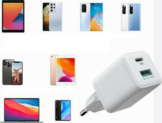 Joyroom Wireless Charger With USB-A Output Port And USB-C Output Port 30W Power Delivery Quick Charge 3.0 White L-QP303