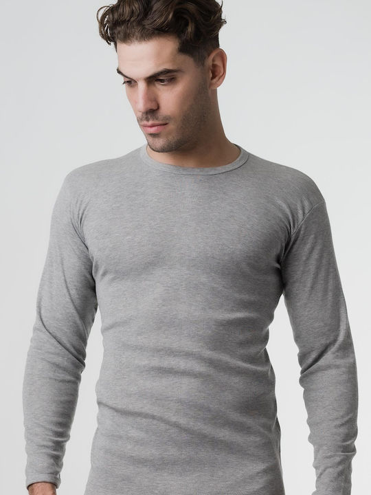 Men's Undershirt Long-sleeved in Gray Color