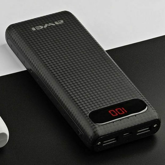 Awei P70K Power Bank 20000mAh with 2 USB-A Ports Black