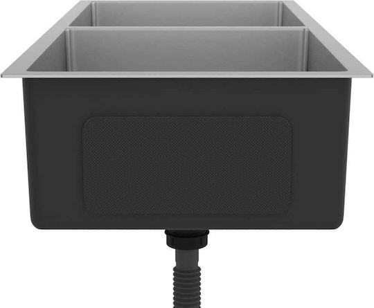 vidaXL Drop-In Spüle Inox Gebürstet B100xT44cm Silber
