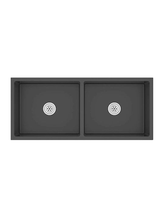 vidaXL Ένθετος Νεροχύτης Inox Brushed Μ100xΠ44cm Μαύρος
