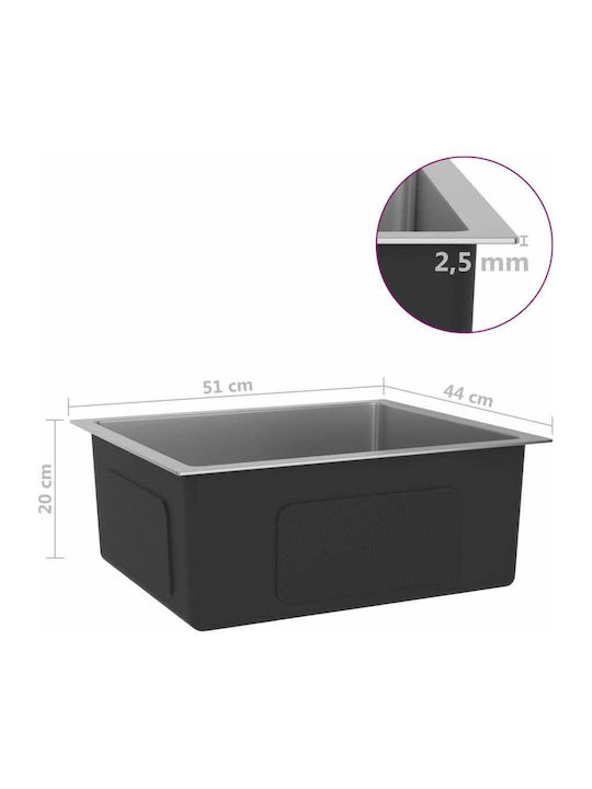 vidaXL Drop-In Spüle Inox Satiniert B51xT44cm Silber