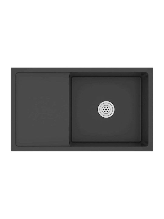 vidaXL Drop-In Sink Inox Brushed W75xD44cm Black