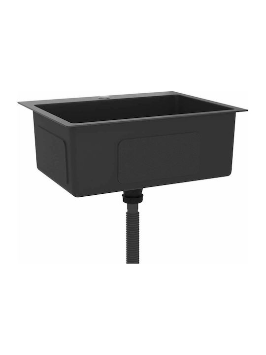 vidaXL Drop-In Sink Inox Satin W59xD44cm Black