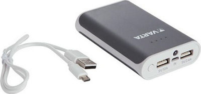 Varta Pack Power Bank 6000mAh mit 2 USB-A Anschlüssen Silber