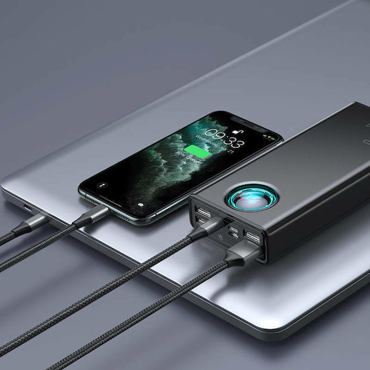Baseus Amblight Power Bank 30000mAh 65W with 4 USB-A Ports and USB-C Port Quick Charge 3.0 Black