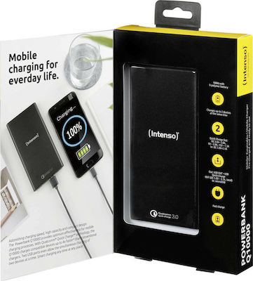 Intenso Q10000 Power Bank 10000mAh με 2 Θύρες USB-A Quick Charge 3.0 Μαύρο