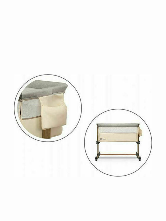 Lionelo Cradle Leonie with Mattress, Side Opening, and Wheels Beige Sand