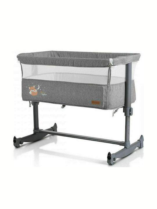 Cangaroo Wiege Always Together mit Matratze, Seitlicher Öffnung und Rädern Grey 108189