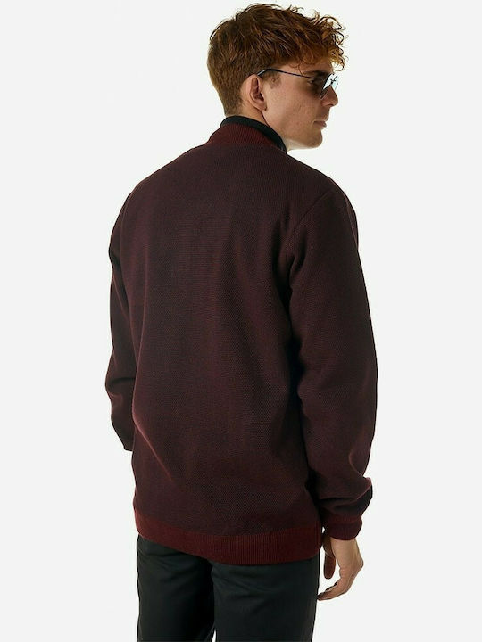 Brokers Jeans Men's Knitted Cardigan with Zipper Burgundy