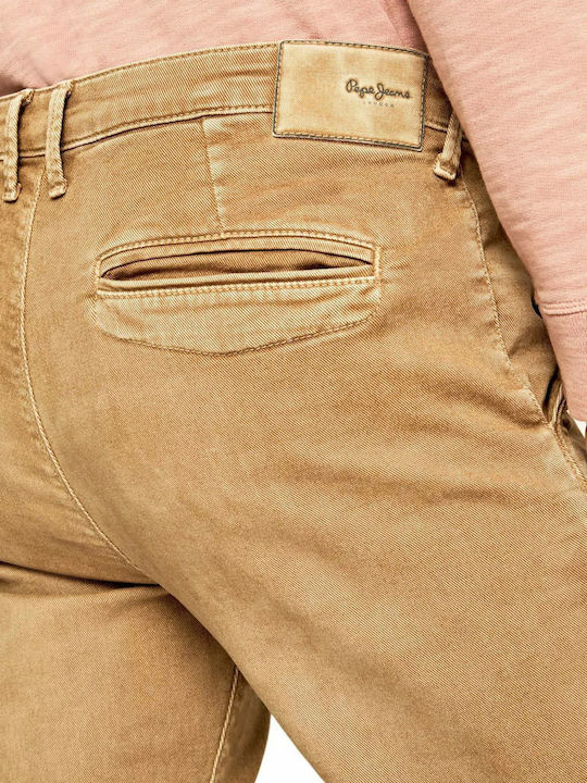 James Παντελόνι Chino Ελαστικό σε Slim Εφαρμογή Καφέ