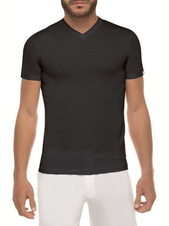 Men's Undershirt Short-sleeved in Black Color