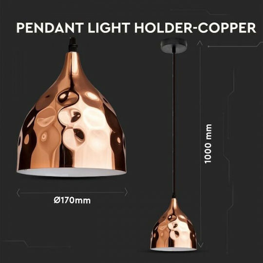 V-TAC Pendant Light Rose Gold with Socket E27 17cm