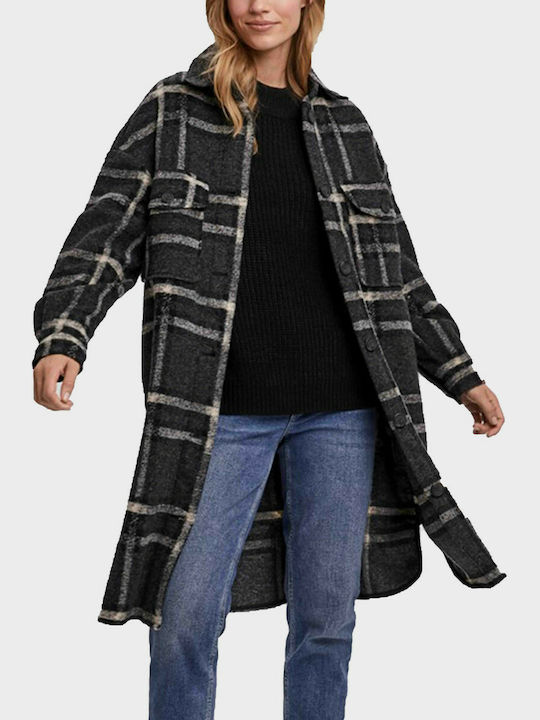 Γυναικείο Καρό Dark Grey Overshirt Oversized