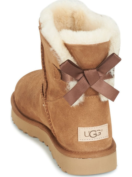 Bailey Bow Mini II Suede Women's Ankle Boots with Fur Chestnut
