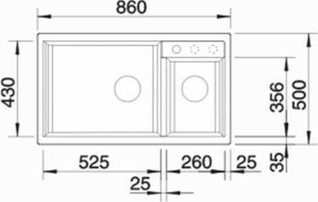 Blanco Metra 9 513270 Drop-In Chiuvetă Stânga din Granit Sintetic L86xW50cm Jasmine
