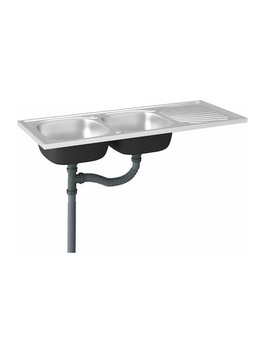 vidaXL Drop-In Sink Inox W120xD50cm Silver