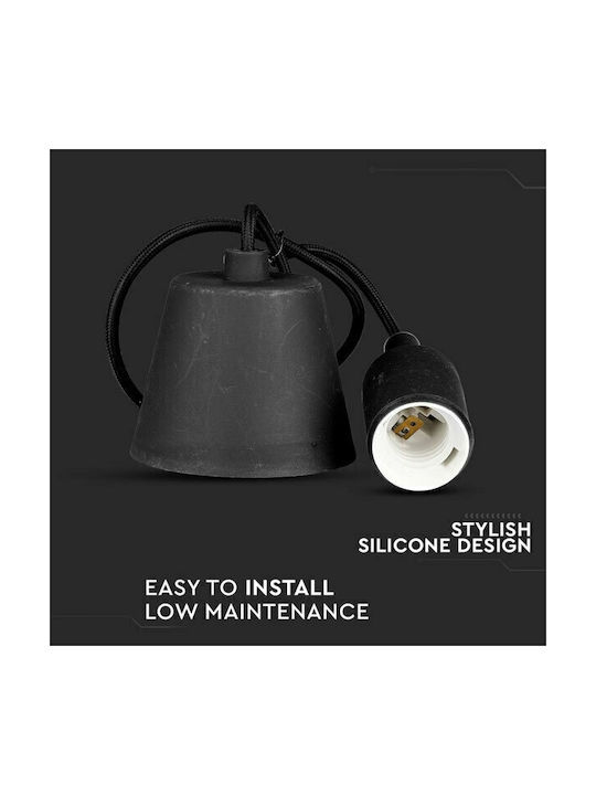 V-TAC VT-7228 Pendant Light Black with Socket E27