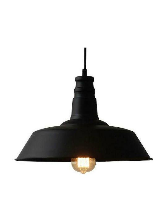 Aca Minore Pendant Light Black Bell with Socket E27 36cm