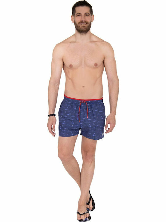 Asley Herren Badebekleidung Shorts Marineblau mit Mustern
