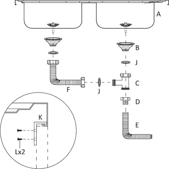 vidaXL Ένθετος Νεροχύτης Inox Μ80xΠ60cm Ασημί