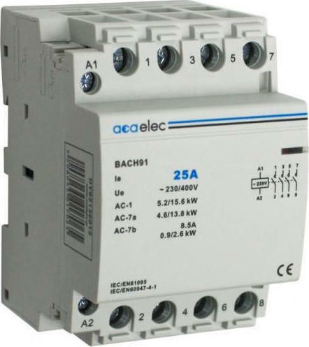 Aca Ρελέ Ράγας Ισχύος 63A Τετραπολικό με Τάση 230V 4NO 3M 220V-400V