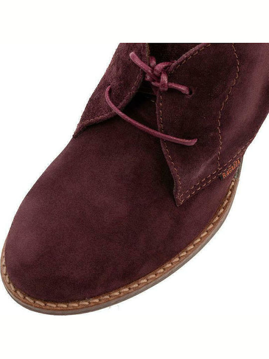Suede Women's Ankle Boots with Medium Heel Burgundy