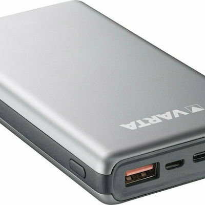 Varta Fast Energy Power Bank 15000mAh 18W с 2 USB-A порта и USB-C порт Бързо зареждане 3.0 / Power Delivery Сребрист