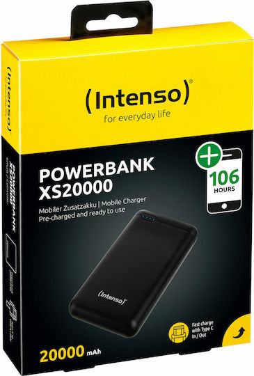 Intenso XS Power Bank 20000mAh με Θύρα USB-A και Θύρα USB-C Μαύρο
