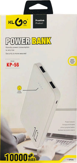 KLGO KP-56 Power Bank 10000mAh with 2 USB-A Ports Black
