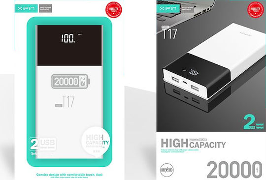 Xipin T17 Power Bank 20000mAh mit 2 USB-A Anschlüssen Weiß