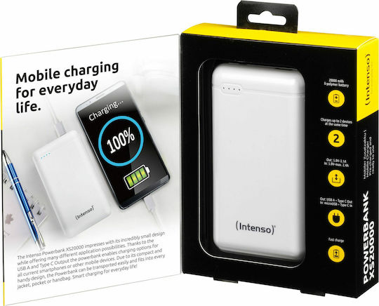 Intenso XS Power Bank 20000mAh με Θύρα USB-A και Θύρα USB-C Λευκό