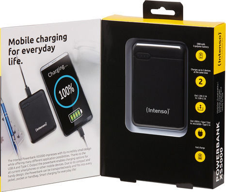 Intenso XS Power Bank 5000mAh με Θύρα USB-A και Θύρα USB-C Μαύρο