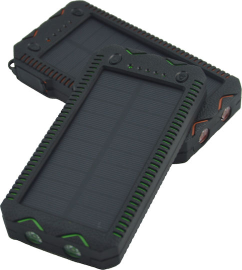 PowerNeed S12000 Solar Power Bank 12000mAh with 2 USB-A Ports Black
