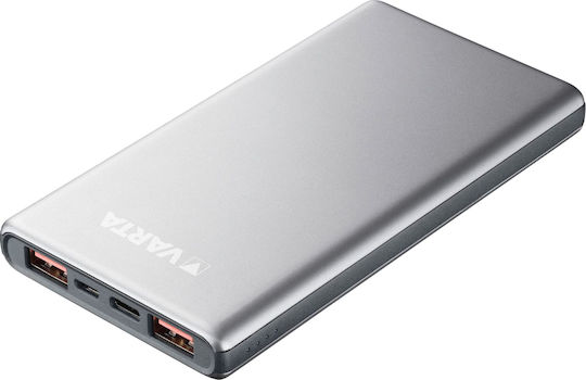 Varta Fast Energy Power Bank 20000mAh 18W cu 2 Porturi USB-A și Port USB-C Încărcare rapidă 3.0 Argint