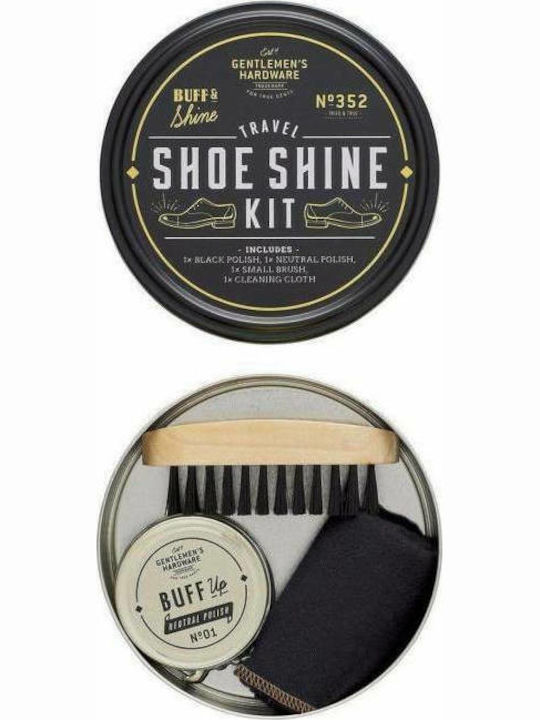 Gentlemen's Hardware Travel Shine Tin Σετ Περιποίησης Παπουτσιών 4τμχ