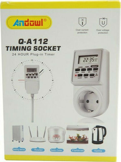 Andowl Digital Timer Socket Daily / Weekly with Random Programming Capability