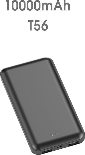 Xipin PX102 Power Bank 10000mAh 18W με 2 Θύρες USB-A Quick Charge 2.0 / Quick Charge 3.0 Μαύρο