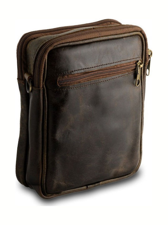 Leder Herrentasche Schulter / Crossbody Braun