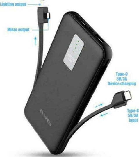 Awei P11K Power Bank 10000mAh with USB-A Port Black