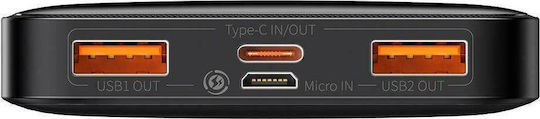 Baseus Bipow Digital Display Power Bank 10000mAh 20W with 2 USB-A Ports and USB-C Port Black