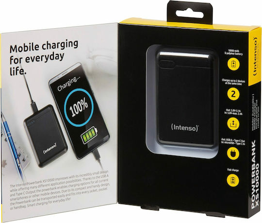 Intenso XS Power Bank 10000mAh με Θύρα USB-A και Θύρα USB-C Μαύρο
