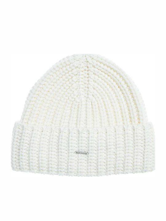 Super Chunky Beanie Γυναικείος Σκούφος Πλεκτός σε Λευκό χρώμα