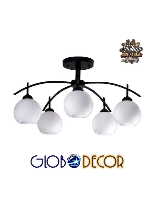 GloboStar Luna Πλαφονιέρα Οροφής 63εκ. Μαύρη με Ντουί E27