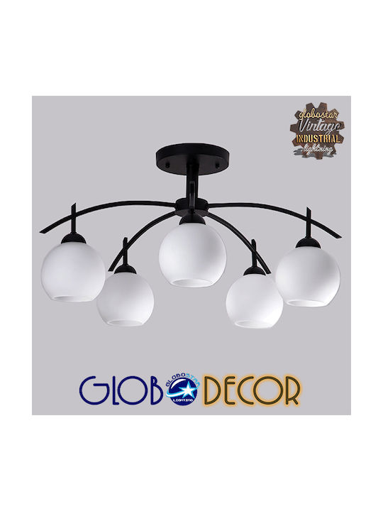 GloboStar Luna Πλαφονιέρα Οροφής 63εκ. Μαύρη με Ντουί E27