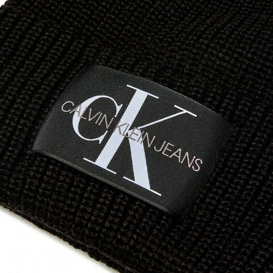 Beanie Ανδρικός Σκούφος με Rib Πλέξη σε Μαύρο χρώμα