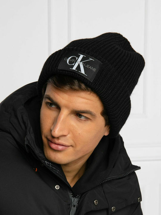 Beanie Ανδρικός Σκούφος με Rib Πλέξη σε Μαύρο χρώμα