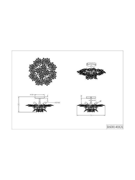 Trio Lighting Flower Πλαφονιέρα Οροφής 51εκ. Πολύχρωμη με Ντουί E14