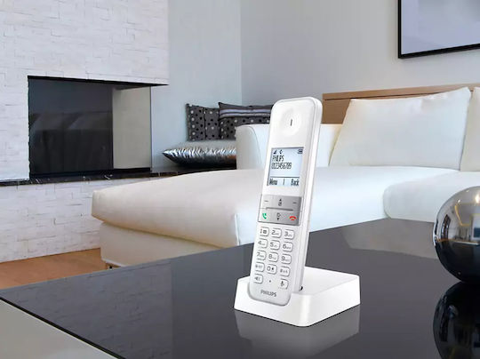 Philips D470 Ασύρματο Τηλέφωνο με Ελληνικό Μενού Λευκό