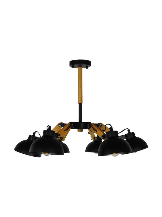 GloboStar Oldschool Pendant Light Black Bell for 6 Bulbs E27 75x75x40cm
